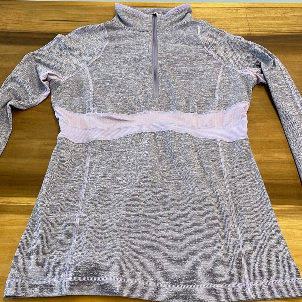 lululemon athletica Heathered Light Gray & Pale Pink Half-Zip Pullover
